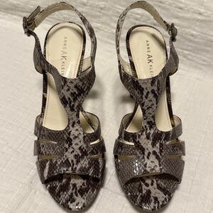 Anne Klein Snakeskin Heels - Black and Cream